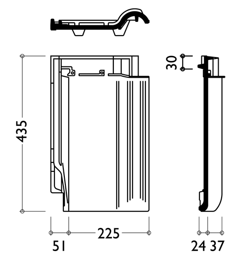 Dachówka ceramiczna braas rubin 13v rysunek techniczny