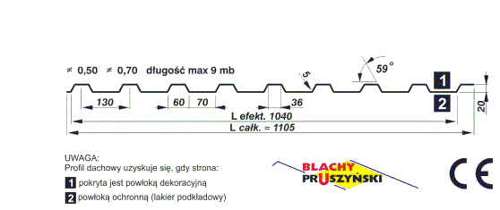 Blacha trapezowa t20 pruszyński rysunek techniczny