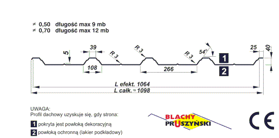 Blacha trapezowa t40 pruszyński rysunek techniczny