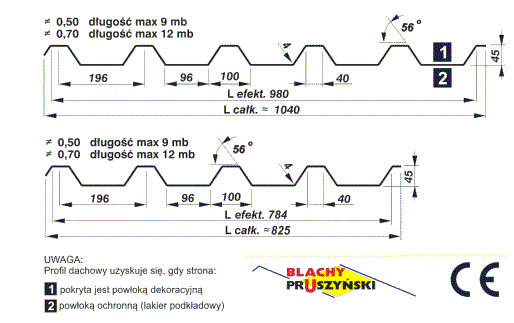 Blacha trapezowa t45 rysunek techniczny